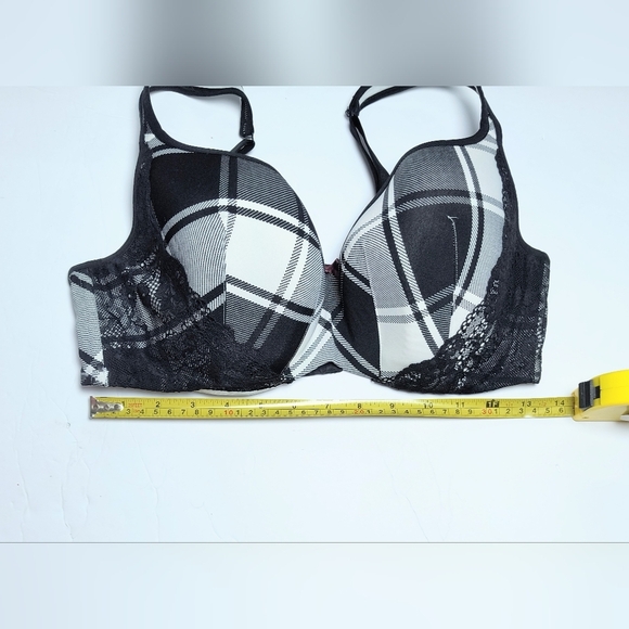 Cacique Black/White Smooth Balconette Underwire Bra with Lace Overlay 38DD - Picture 3 of 7